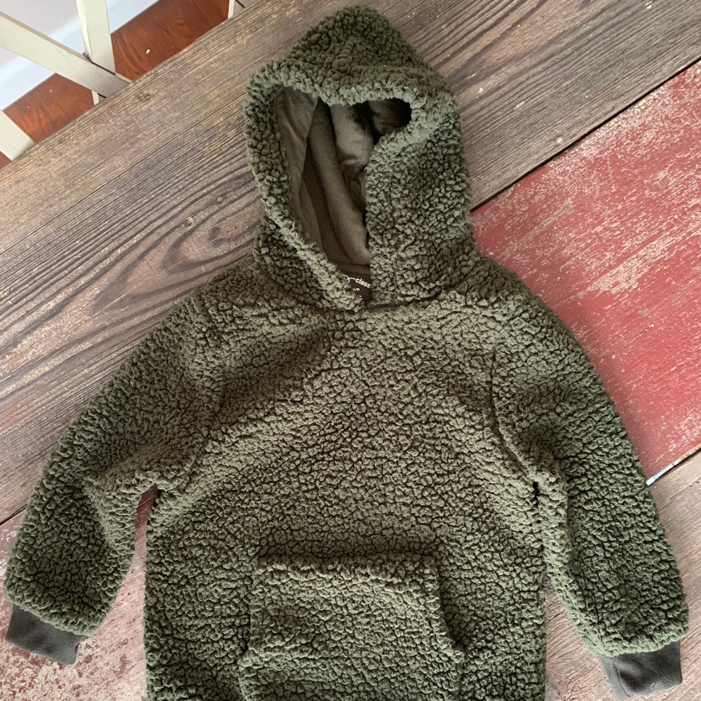 NWOT Art Class Kids Green Sherpa Pull-Over Hoodie / Warm & Snuggly / Size XS 4/6